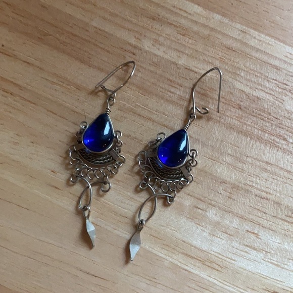 Made in India Jewelry - Dark blue glass bead earring Made in India